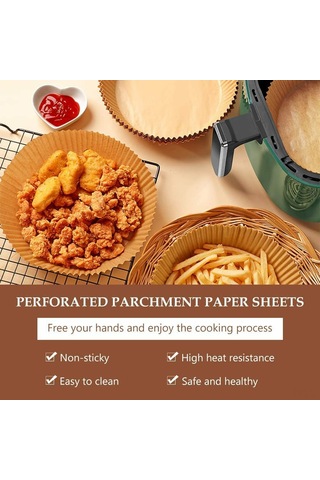 Skycity Yemek Dereceli Havva Fritöz Liner 16cm, 100 Adet - Yağ/su Geçirmez, Kullandıkdan Atılabilir, Fritözü Temiz Tutar, Mikrodalga/steamer Uyumlu Diğer