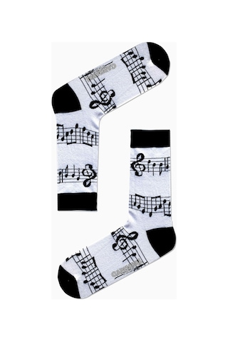 Carnaval Socks Müzik Notalar Desenli Renkli Çorap Siyah Beyaz