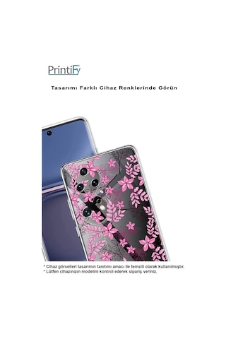 Huawei Y6 Pro 2019 Kamera Korumalı Kapak Floral Pembe Tasarımlı Şeffaf Kılıf