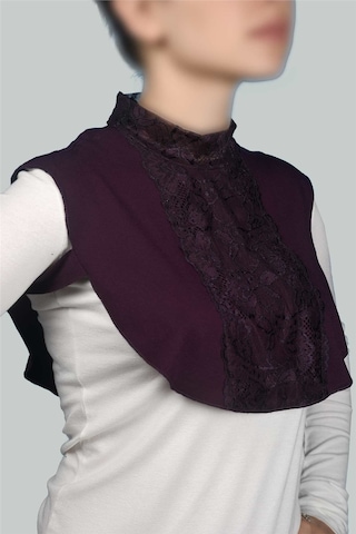 Altobeh Kadın Penye Tesettür Daire Yakalı Dantelli Boyunluk - Mürdüm