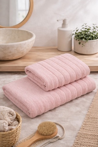 Violeta Model 2'li Banyo Havlu Seti Pudra