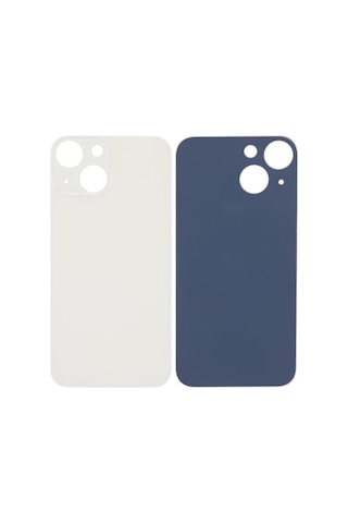Apple Uyumlu iPhone 13 Mini Logolu Arka Pil Batarya Kapağı, Lens Hariç. Beyaz
