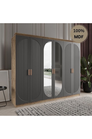 Soho 6 Kapak Mdf Gardırop Antrasit