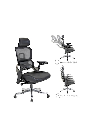 Casella Palma Fileli Yönetici Koltuğu Ofi S Koltuğu Ergonomik, Şık Ve Fonksiyonel Siyah