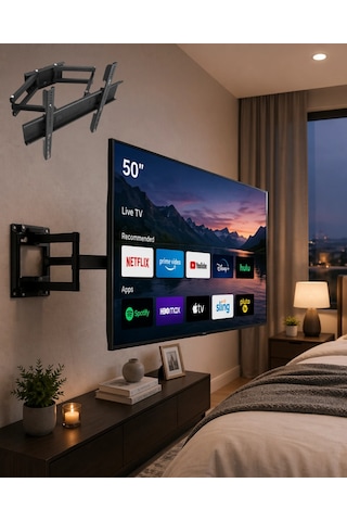 Mey Najmaddin 32 55 İnç Tv Askı Aparatı Hareketli Duvar Askısı Döner Televizyon Tutucu Najmaddin
