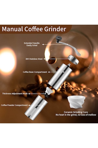 Qianfan Manuel Kahve Değirmeni, Paslanmaz Çelik, El Kahve