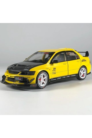 Hobiez World 1:24 Lisanslı Metal Mitsubishi Lancer Evolution Ix Kapısı Kaputu Ve Bagajı Açılan Model Araba Sarı