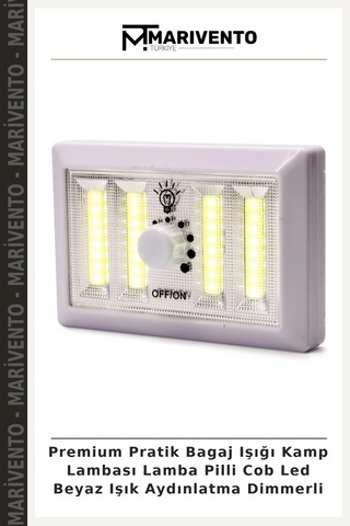 Premium Pratik Bagaj Işığı Kamp Lambası Lamba Pilli Cob Led Beyaz Işık Aydınlatma Dimmerli