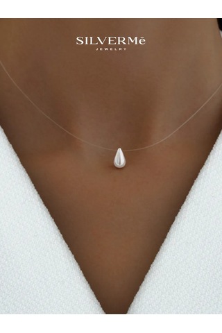 Sılverme Gümüş İpli Damla Kolye, 925 Ayar Gümüş 345917091