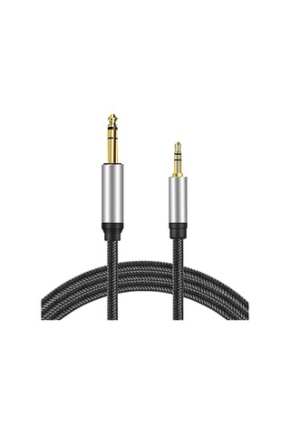 Mp3 Çalar Hoparlör Bilgisayar Akıllı Telefon İçin Naylon Örgülü 6.35mm Trs Stereo Ses Kablosu