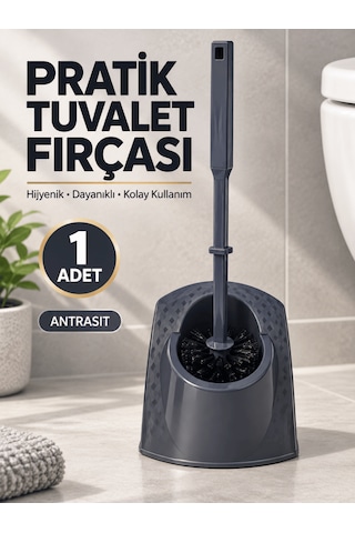 Beylini Tuvalet Klozet Fırçası Seti Wc Banyo Temizlik Fırçası Ve Kabı Antrasit