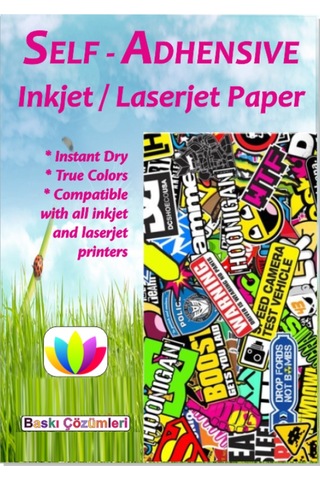 A4 Inkjet Laser Sticker Mat Etiket Yapışkanlı Kağıt 100 Adet