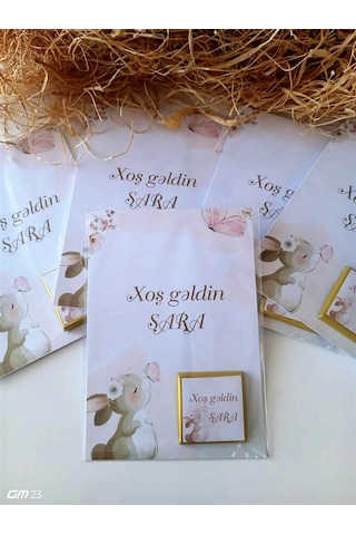 Azərbaycan Xoş Gəldin Bebek Çikolatası Davetiye Kartlı Hediye 20 Adet