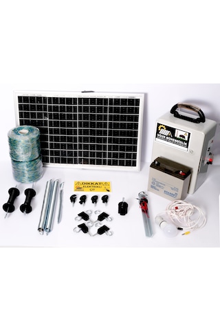 Elektrikli Çit 24ah Set-6 Domuz Kovucu Cihazı 50 Watt Panel 1000