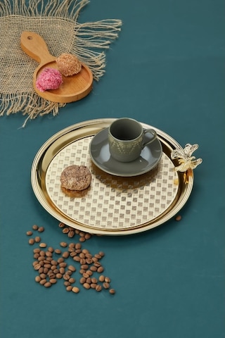 Akıllıelma-cooker Sunum Tepsisi Kelebekli Yuvarlak Ckr3269 8769 Gold