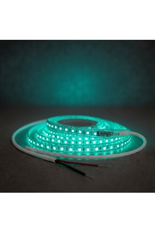 220v 120 Led Dış Mekan Şerit Led Turkuaz Işık Arkası Yapışkanlı Suya Dayanıklı Dekoratif Aydınlatma 5 metre