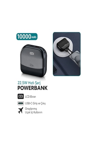 Deanb FP15 10000 mAh h 22.5W Hızlı Şarj Usb-c Giriş Lcd Gösterge Taşınabir Şarj Cihazı