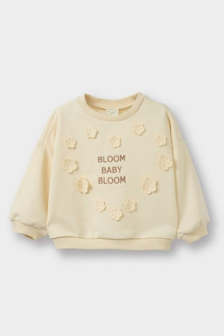 Defacto Kız Bebek Oversize Geniş Kalıp Bisiklet Yaka Çiçekli Nakışlı İçi Yumuşak Tüylü Sweatshirt G6837a525cwbg31 Bej-bg31