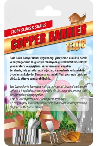Salyongoz ve Sümüklü Böcek Engelleyici Statik Elektirik Yüklü Bakır Bariyer Bandı 18mmx2mt
