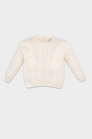 DeFacto Kız Bebek Bisiklet Yaka Triko Kazak A4086A524AUER118 Ekru