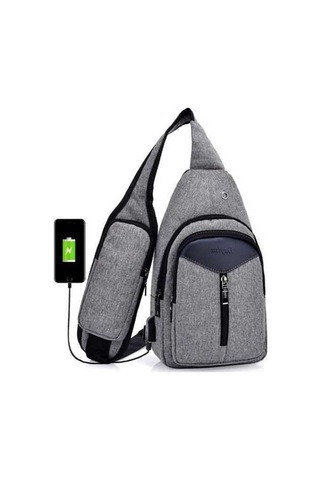 Artfulabode Unisex Usb Şarjlı Göğüs Çantası Koyu Gri