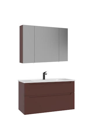 Orka Messina 100 Cm Tuscan Kırmızı Banyo Dolabı Alt Modül Lavabo Kırmızı