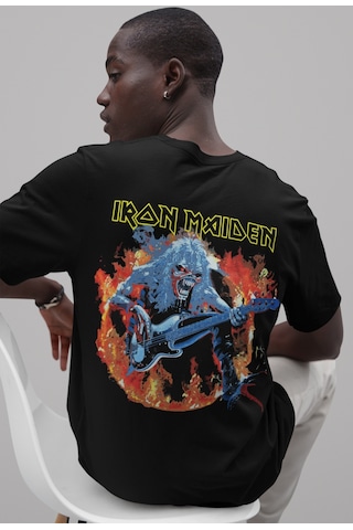 Tasarım Iron Maiden Müzik Grubu Sırt Baskılı Unisex Oversize Rock Siyah
