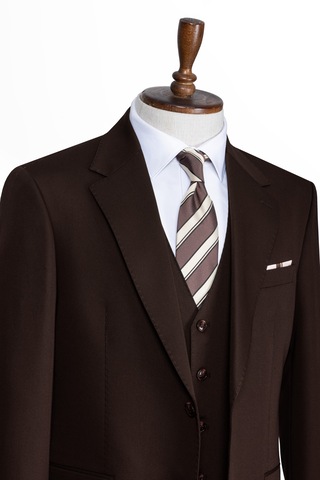 İlayda Emir Luxury, İtalyan Kesim, Slim Fit, Blazer, Erkek Takım Kahverengi