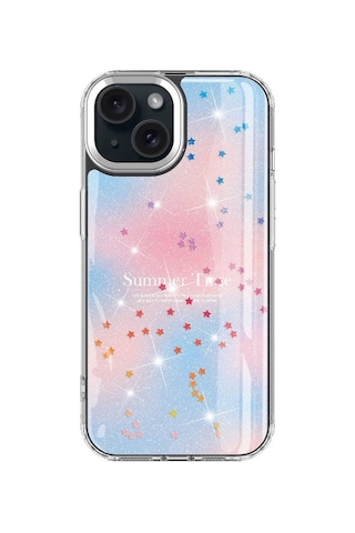 Apple Uyumlu iPhone 13 Kılıf Simli Desenli Parlak Zore Task Kapak