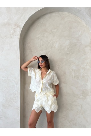 Verymoda Nakışlı Gömlek D2858 Sarı