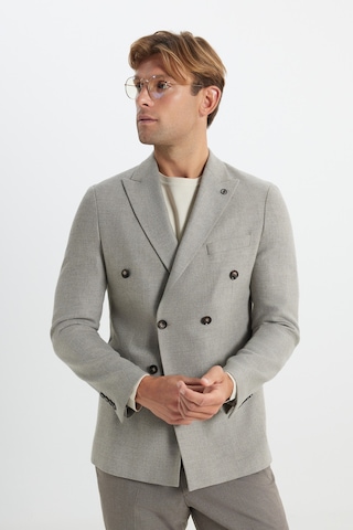 Erkek Vızon Yünlü Slim Fit Dar Kesim Kırlangıç Yaka Kapak Cepli Blazer Ceket Vizon