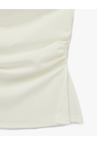 Koton Slim Fit Drape Detaylı Straplez Top Beyaz 6sak10192ek