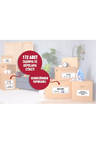 Yapışkanlı Koli Etiketi Kırılabilir Etiketleri Ve Depolama Ev Taşıma ve Taşınma Malzemeler 172 Adet