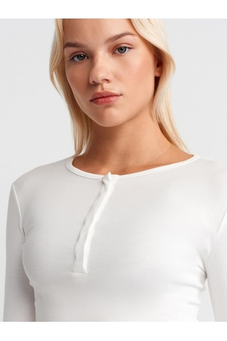 Dilvin 31442 Uzun Kollu Çıtçıtlı Top-ekru-11940 Ekru