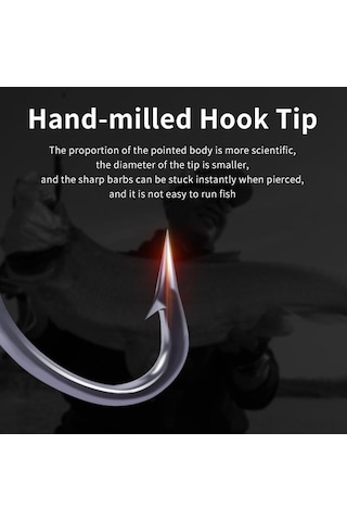 Krallık 3x Karbon Çelik Güçlü Tiz Kanca Olta Takımı Kanca Yüksek Mukavemetli Tuzlu Su Korozyon Önleyici Balıkçılık Kanca 14