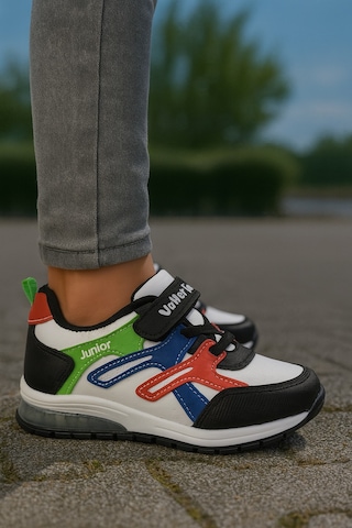 Unisex Çocuk Cırtlı Bağcıklı Sneaker Günlük Spor Ayakkabı Çok Renkli