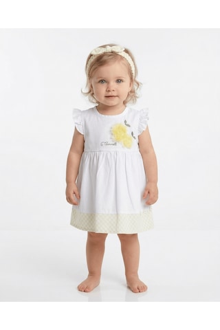 S-Mall Caramell Bebek Elbisesi - Bandanalı - Elb6456 - Lemon - Beyaz