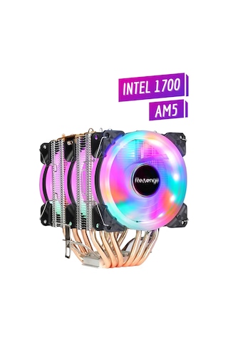 Revenge Cold Frost 603 Kule Tipi 3 Fanlı Rainbow Gaming İşlemci Fanı 6 Bakır Kanallı Cpu Fan Soğutma Sistemi