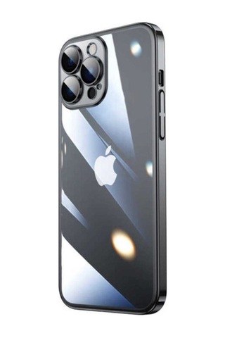 Apple Uyumlu iPhone 14 Pro Max Kılıf Sert Pc Renkli Çerçeveli Zore Riksos Kapak Siyah