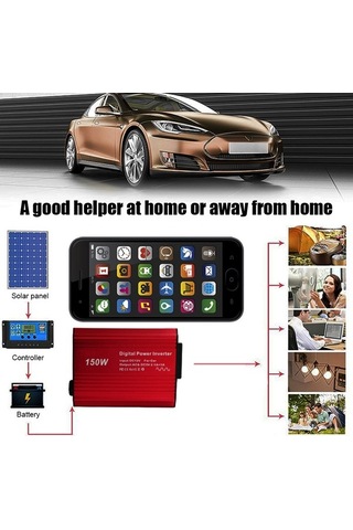Ulzyvf 150w Araç İnvertörü - 12v/220v Çevirici, Usb & Type-c Çift Portlu, Seyahat Ve Acil Şarj