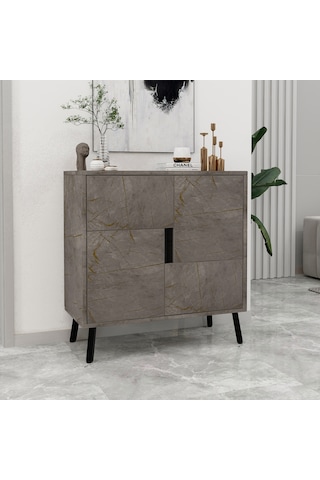 Darien Ç001 Çok Amaçlı Dolap Gordion Mermer/ahşap Siyah