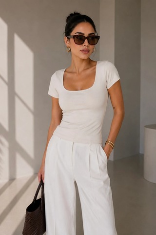 Bb Butik Basic Soft Touch Kare Yaka Body Tulum Astarlı Md3535 Beyaz