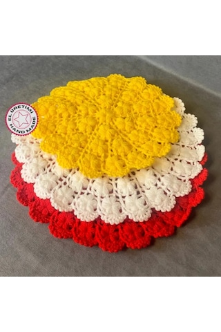 Uretti - Yıldız 7202 - El Örgüsü Sarı + Kırmızı + Beyaz 3'lü Lif Seti