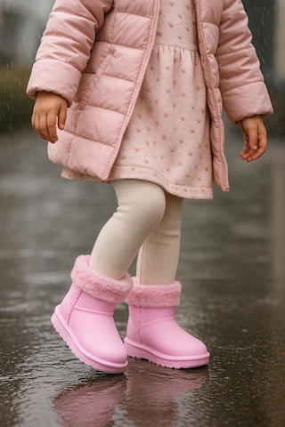 Kaptan Junior Çocuk İçi Kürklü Su Geçirmez Yağmur, Kışlık Bot Pembe
