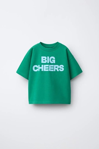 Poala Kids Paris Sloganlı Tshirt Yeşil