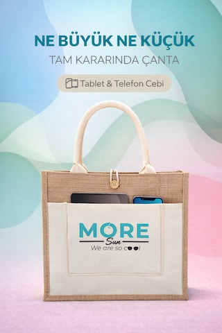 Moresun Organik Jüt Keten Kadın Çanta Orta Boy Tote El Ve Omuz Çantası -tablet & Telefon Cepli, Günlük Plaj Alışveriş Çantası 35x30x14 Cm Bej - Beyaz Moresun Organik Jüt Keten Kadın Çanta Orta Boy Tote El Ve Omuz Çantası -tablet & Telefon Cepli, Günlük Plaj Alışveriş Çantası 35x30x14 Cm Bej - Beyaz