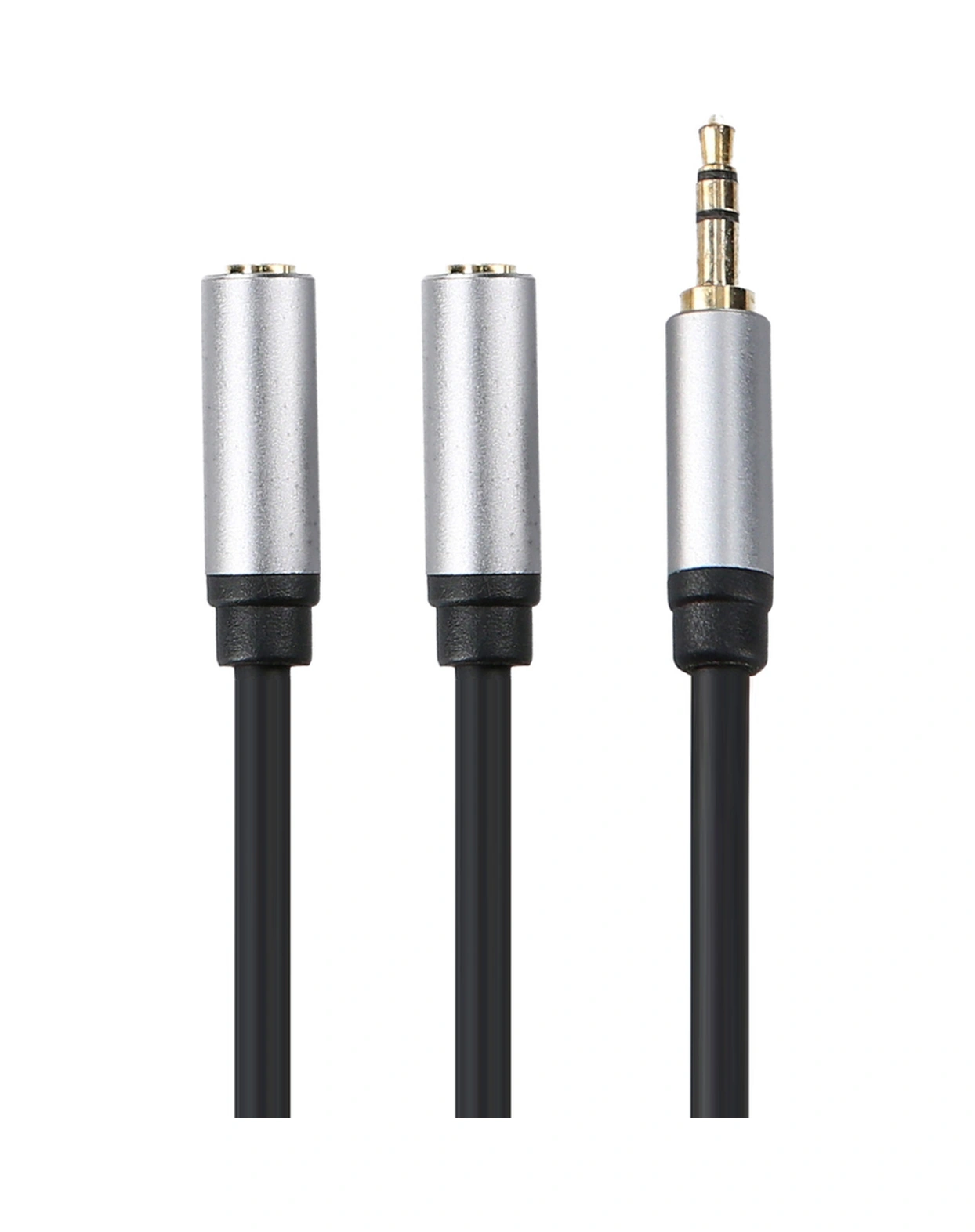 Geeroyoo 3.5mm Erkekden Çift 3.5mm Dişeye Ses Kablosu - 0.3m Siyah Kulaklık Bölücü