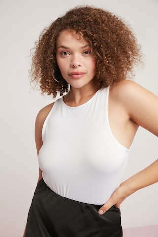 ETHIQUET SHELBY Kadın Vücuda Tamamen Oturan Halter Yaka Sıfır Kol Beyaz Büyük Beden Body