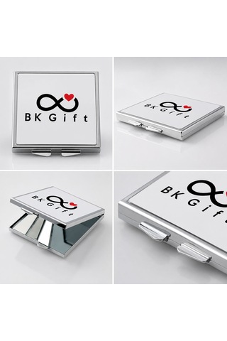 Logonuza Özel 10 Adet 60x65 Mm Tek Taraf Baskılı Katlanabilir Kare Metal Makyaj Aynası Beyaz