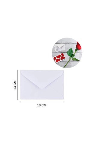 Hediye Kartı Zarfı, 13x18 Cm, Davetiye, Düğün, Fotoğraf, Not Kağıdı Zarfı, 50 Adet, Beyaz